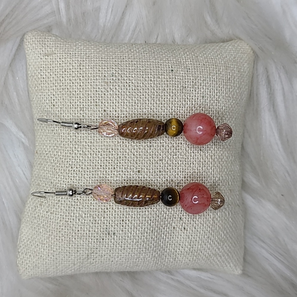 Earrings Dangle Handmade Tigers Eye Crystal Lightweight - Brand New Jewelry Gift
